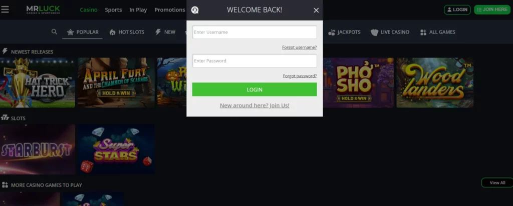How to login to mrluck