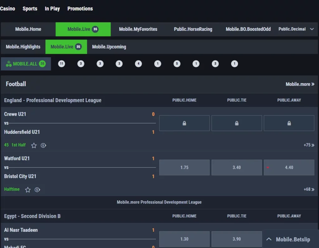 sports betting available live